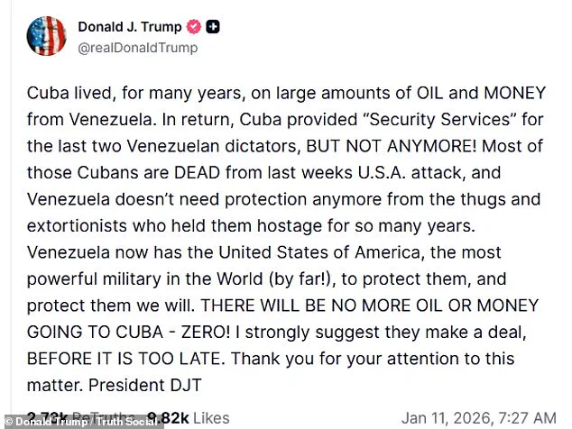 U.S. Policy Shift: Trump's Warning to Cuba and Economic Pressure on the Island Nation