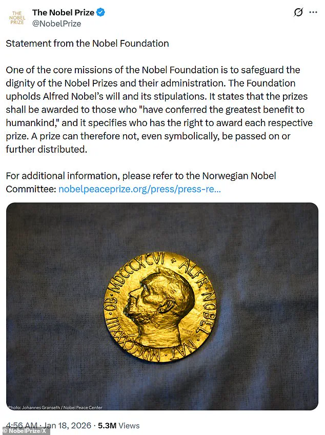 Exclusive: White House Accuses Nobel Foundation of 'Playing Politics' Amid Secret Meeting with Trump and 2025 Peace Prize Laureate