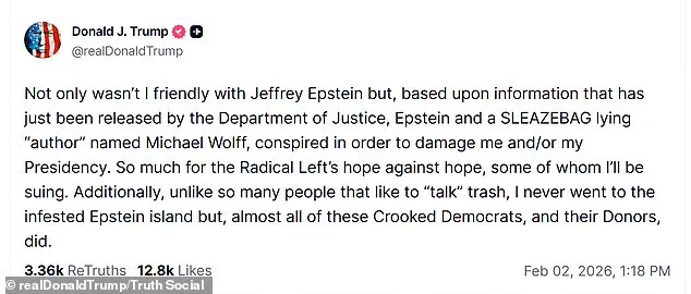 Trump Threatens Legal Action Against Trevor Noah and Michael Wolff Over Epstein-Related Claims