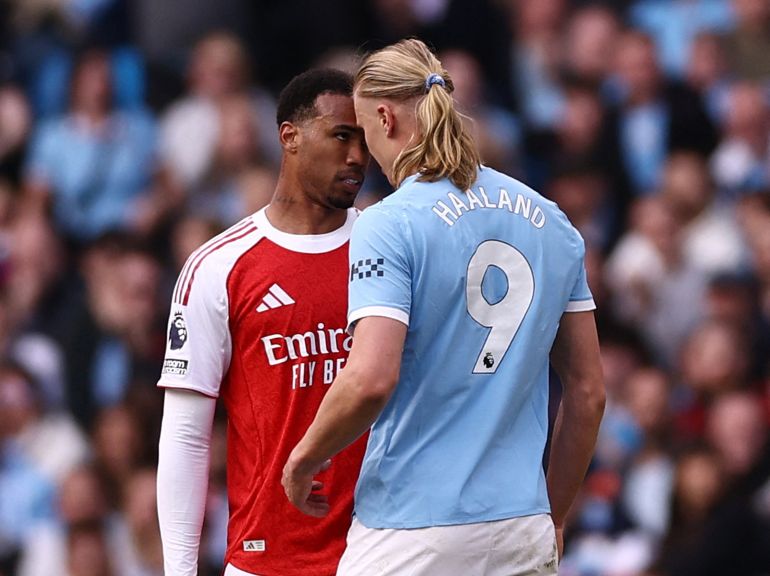 Haaland strike leaves Arsenal three points adrift with one game left.