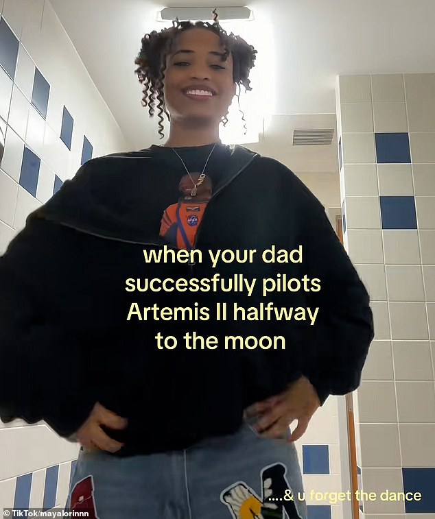 Victor Glover's daughter dances to celebrate his historic Artemis II moon mission.