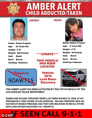LA Police Issue Amber Alert for Missing Girl as Suspect May Flee